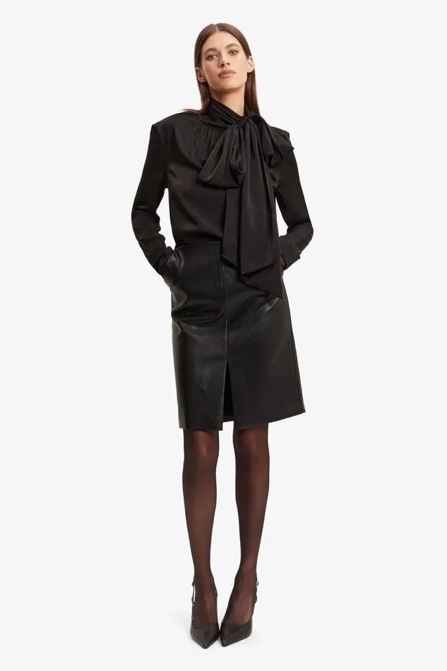 Women Bardot Party Tops Castian Satin Blouse In Black Black Women Bardot Party Tops Castian Satin Blouse In Black Black