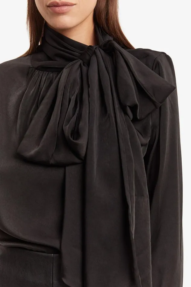 Women Bardot Party Tops Castian Satin Blouse In Black Black Women Bardot Party Tops Castian Satin Blouse In Black Black