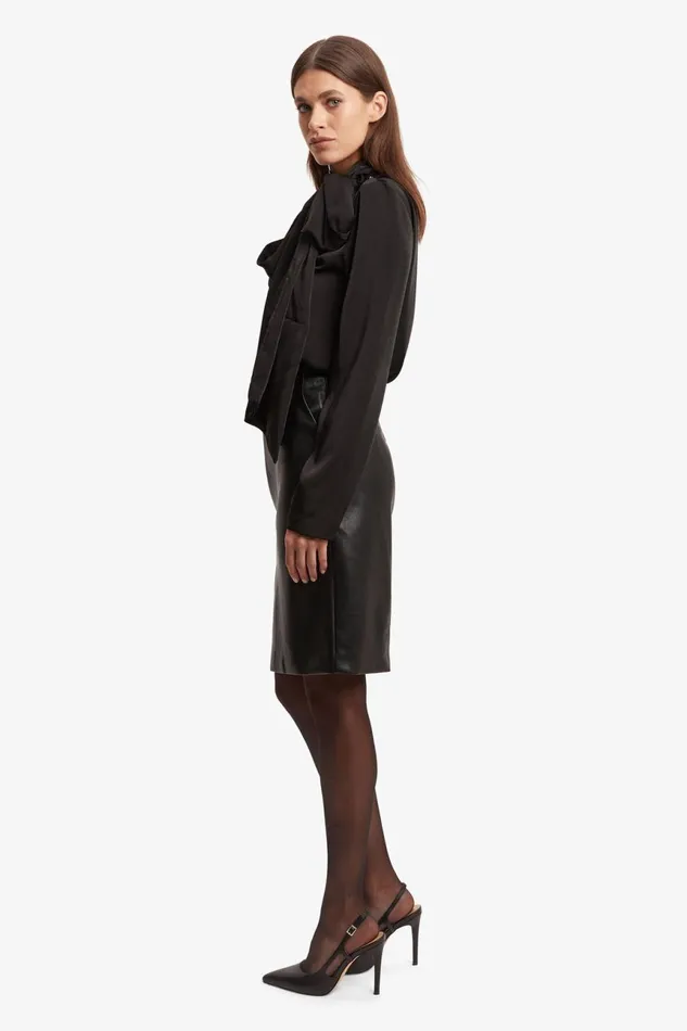 Women Bardot Party Tops Castian Satin Blouse In Black Black Women Bardot Party Tops Castian Satin Blouse In Black Black