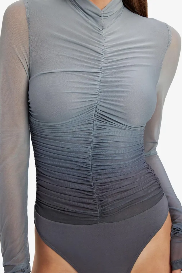 Women Bardot Party Tops Charis Mesh Bodysuit In Grey Ombre Grey Ombre Women Bardot Party Tops Charis Mesh Bodysuit In Grey Ombre Grey Ombre