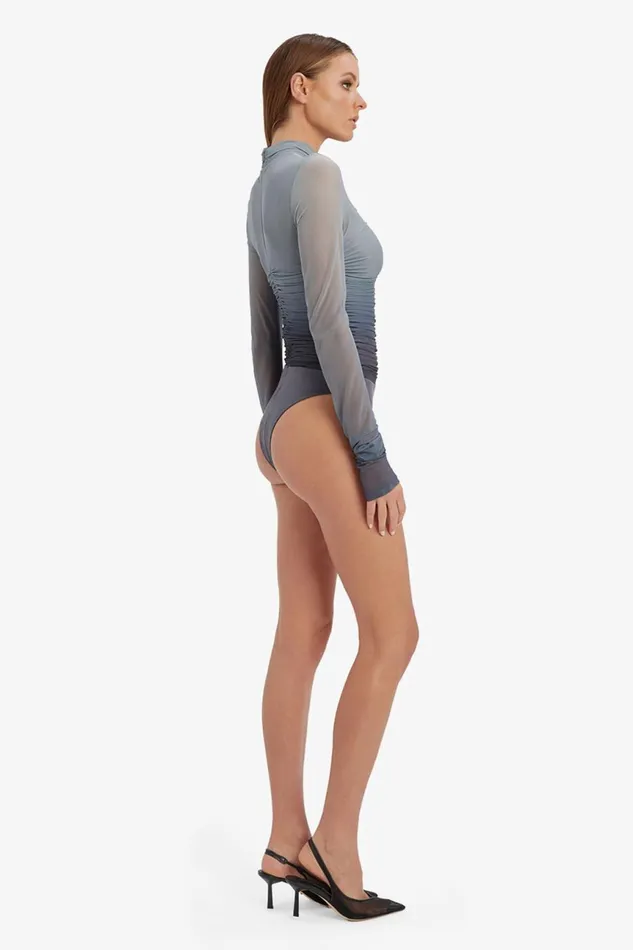 Women Bardot Party Tops Charis Mesh Bodysuit In Grey Ombre Grey Ombre Women Bardot Party Tops Charis Mesh Bodysuit In Grey Ombre Grey Ombre