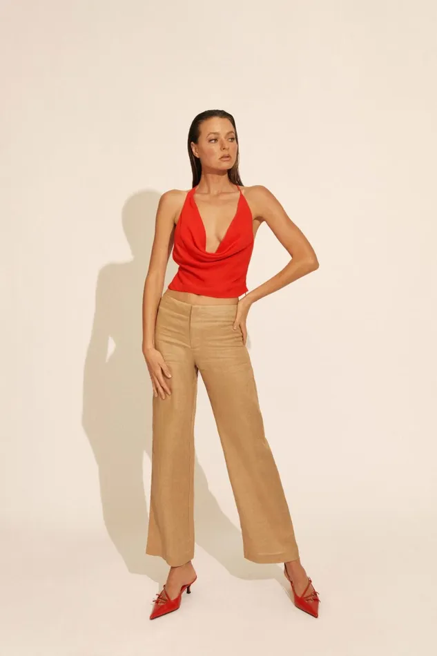 Women Bardot Party Tops Cherie Cowl Neck Top In Deep Red Deep Red