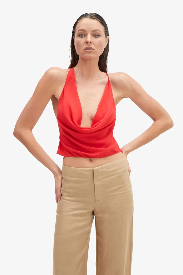 Women Bardot Party Tops Cherie Cowl Neck Top In Deep Red Deep Red Women Bardot Party Tops Cherie Cowl Neck Top In Deep Red Deep Red
