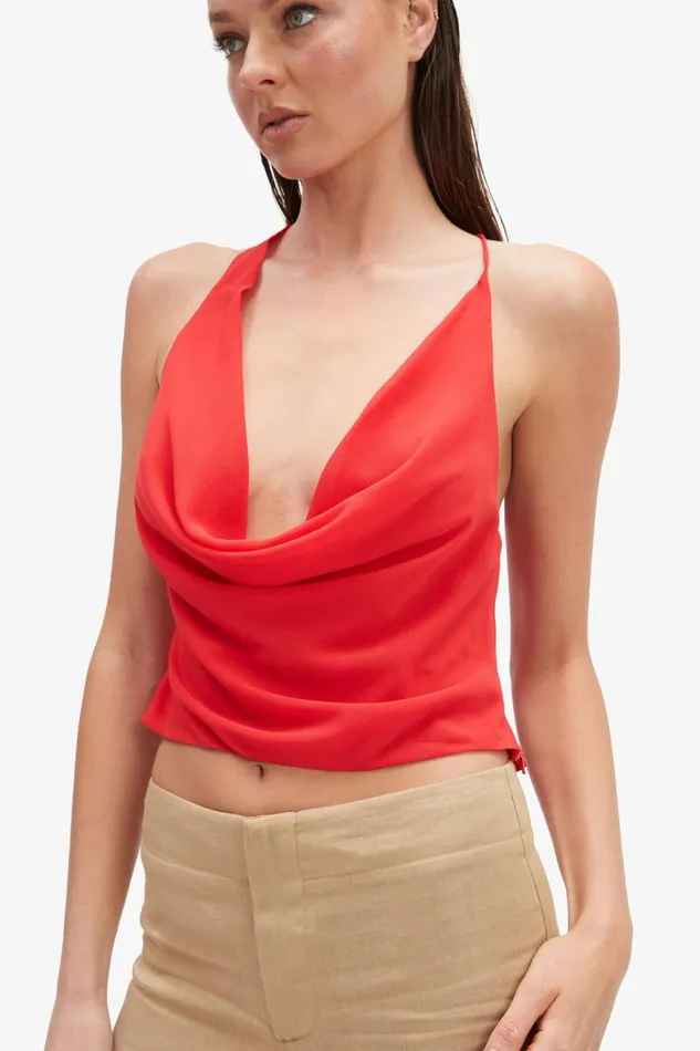 Women Bardot Party Tops Cherie Cowl Neck Top In Deep Red Deep Red Women Bardot Party Tops Cherie Cowl Neck Top In Deep Red Deep Red