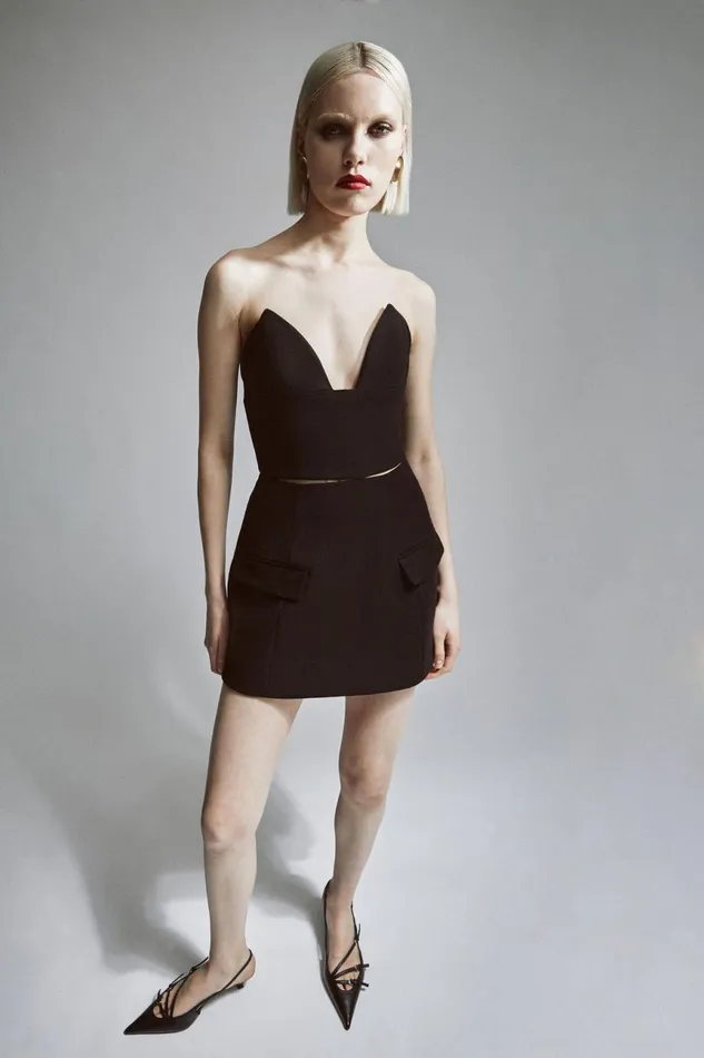 Women Bardot Party Tops Delphi Strapless Crop Top In Black Black