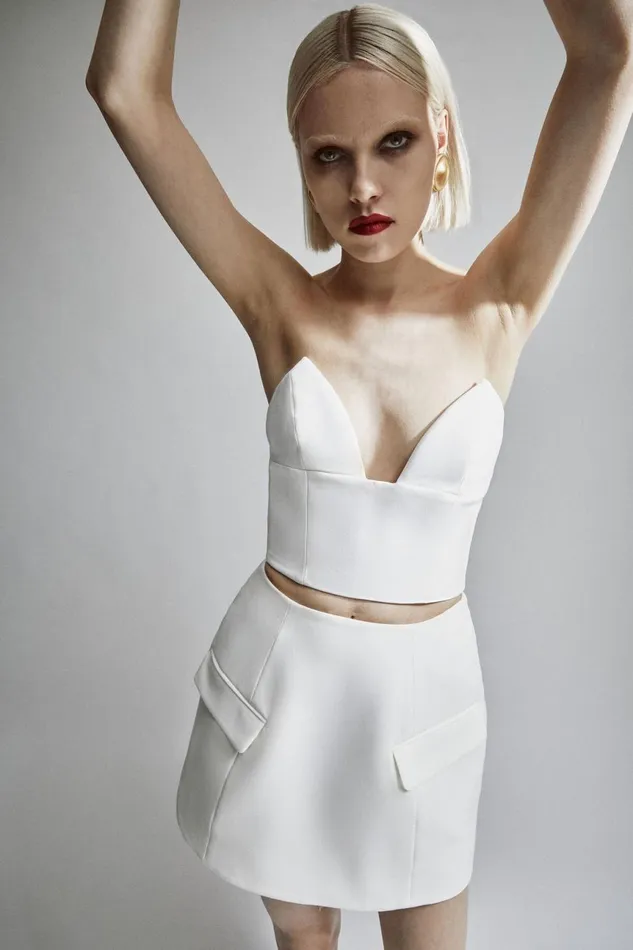 Women Bardot Party Tops Delphi Strapless Crop Top In Orchid White Orchid White Women Bardot Party Tops Delphi Strapless Crop Top In Orchid White Orchid White