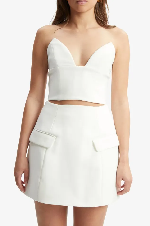 Women Bardot Party Tops Delphi Strapless Crop Top In Orchid White Orchid White Women Bardot Party Tops Delphi Strapless Crop Top In Orchid White Orchid White