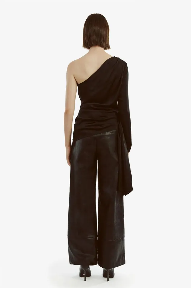 Women Bardot Party Tops Elisabetta One Sleeve Top In Black Black