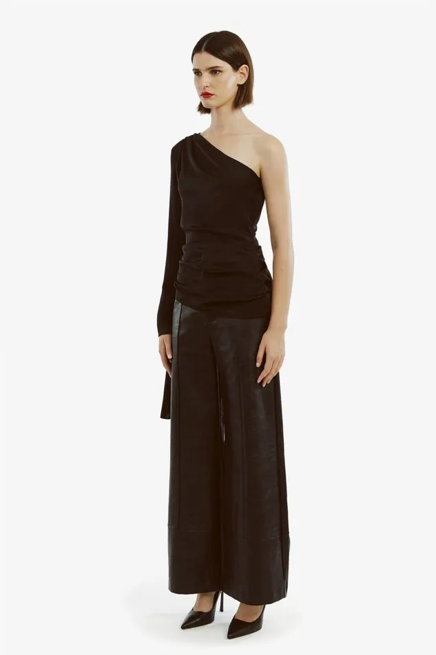 Women Bardot Party Tops Elisabetta One Sleeve Top In Black Black