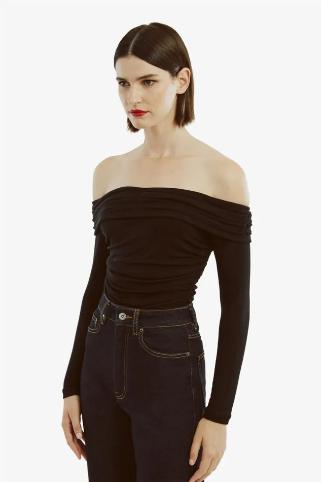 Women Bardot Party Tops Elsa Off The Shoudler Top In Black Black Women Bardot Party Tops Elsa Off The Shoudler Top In Black Black