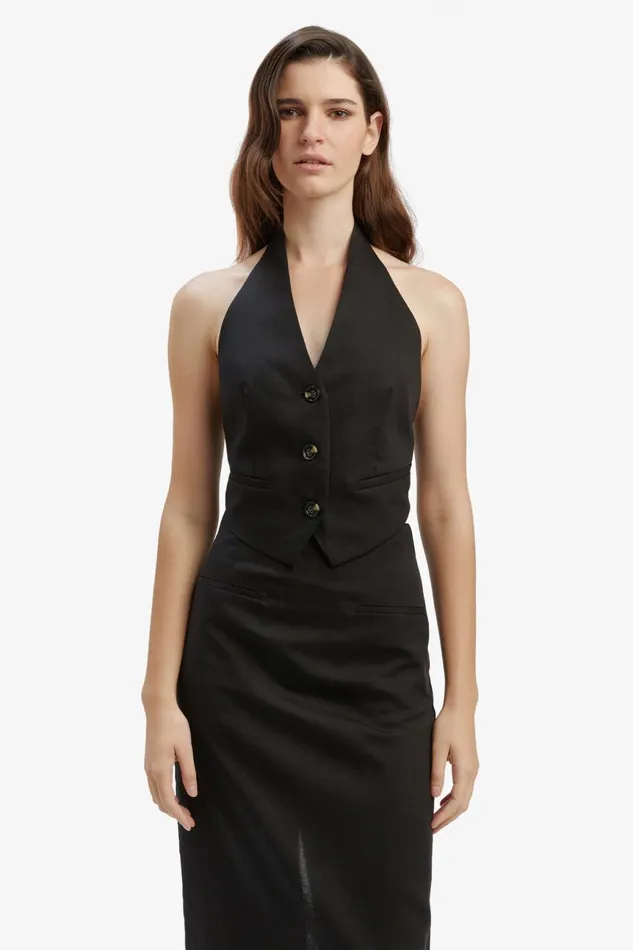 Women Bardot Party Tops Felda Linen Vest In Black Black Women Bardot Party Tops Felda Linen Vest In Black Black