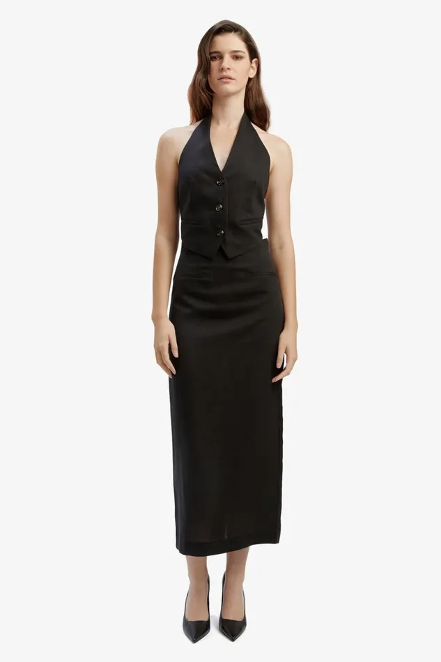 Women Bardot Party Tops Felda Linen Vest In Black Black Women Bardot Party Tops Felda Linen Vest In Black Black