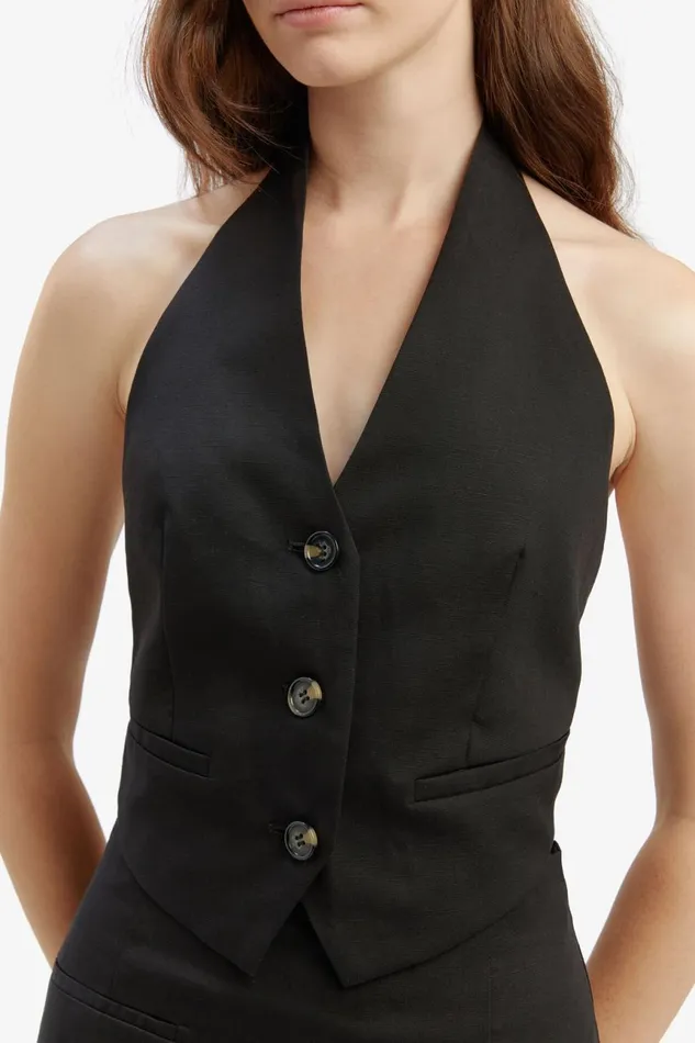Women Bardot Party Tops Felda Linen Vest In Black Black Women Bardot Party Tops Felda Linen Vest In Black Black