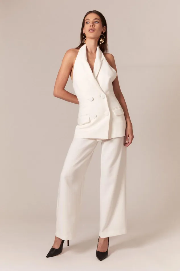 Women Bardot Party Tops Freya Longline Vest In Orchid White Orchid White