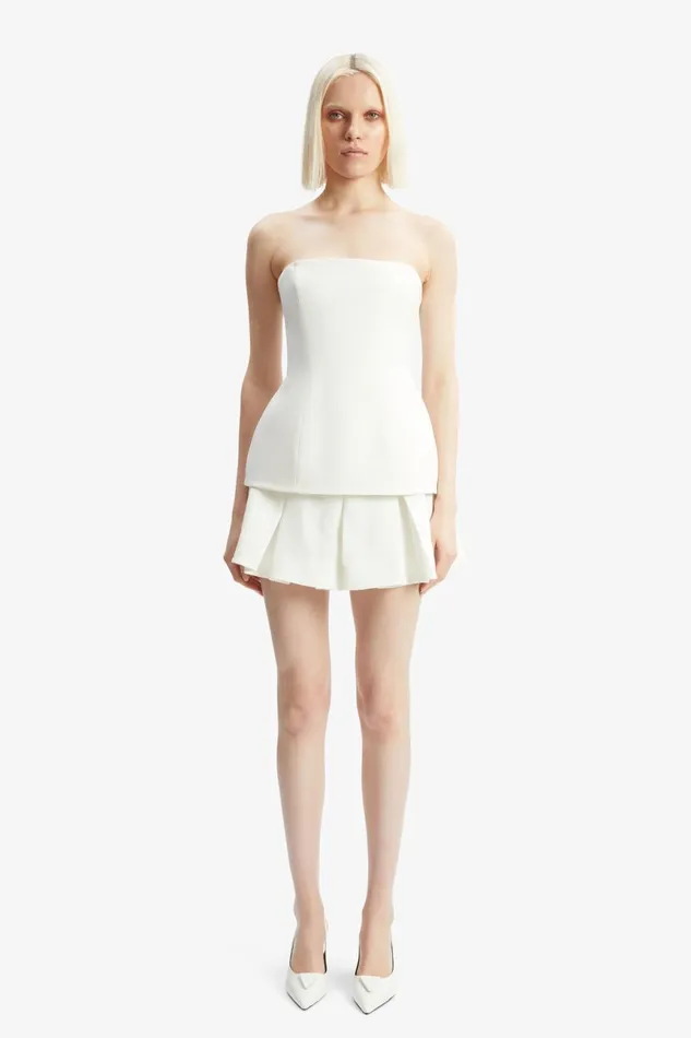 Women Bardot Party Tops Helenia Longline Strapless Top In Orchid White Orchid White