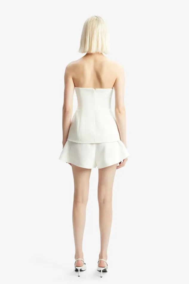 Women Bardot Party Tops Helenia Longline Strapless Top In Orchid White Orchid White