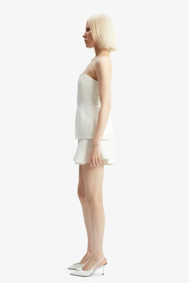 Women Bardot Party Tops Helenia Longline Strapless Top In Orchid White Orchid White