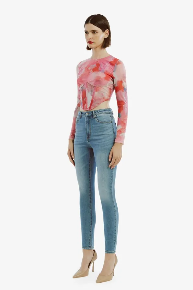 Women Bardot Party Tops Lena Mesh Corset Top In Wildflower Wildflower Women Bardot Party Tops Lena Mesh Corset Top In Wildflower Wildflower