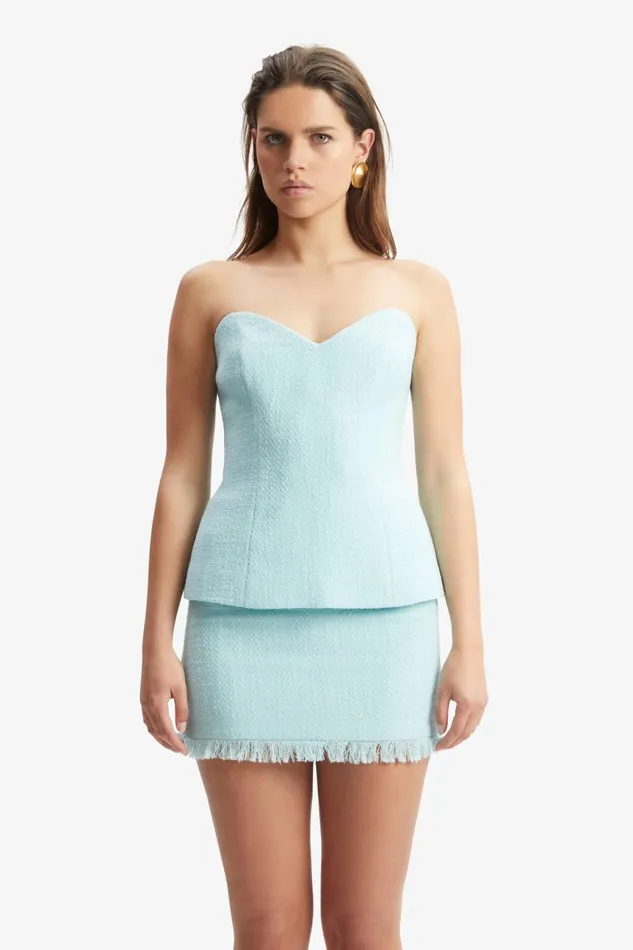 Women Bardot Party Tops Mariska Longline Strapless Top In Aqua Aqua Women Bardot Party Tops Mariska Longline Strapless Top In Aqua Aqua