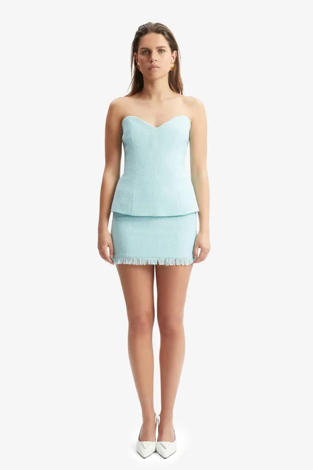 Women Bardot Party Tops Mariska Longline Strapless Top In Aqua Aqua Women Bardot Party Tops Mariska Longline Strapless Top In Aqua Aqua