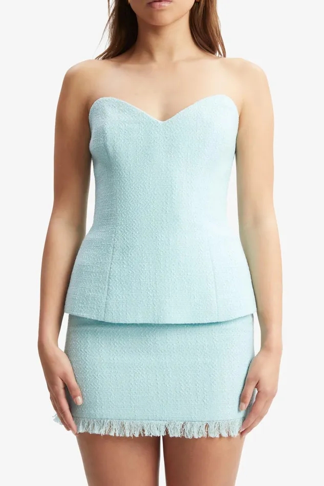 Women Bardot Party Tops Mariska Longline Strapless Top In Aqua Aqua Women Bardot Party Tops Mariska Longline Strapless Top In Aqua Aqua