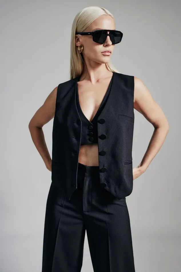 Women Bardot Party Tops Marla Longline Vest In Black Black