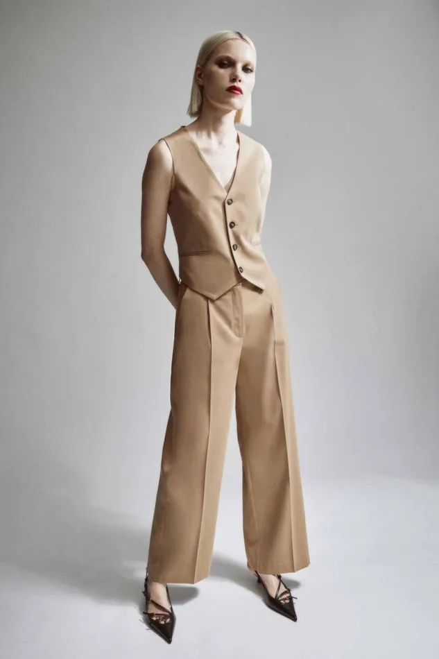 Women Bardot Party Tops Mayve Vest In Camel Camel