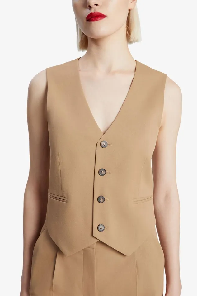 Women Bardot Party Tops Mayve Vest In Camel Camel Women Bardot Party Tops Mayve Vest In Camel Camel