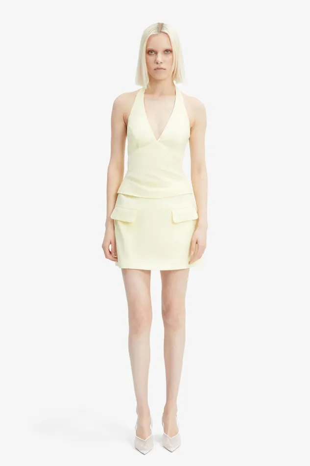 Women Bardot Party Tops Paola Halter Linen Top In Canary Yellow Canary Yellow Women Bardot Party Tops Paola Halter Linen Top In Canary Yellow Canary Yellow