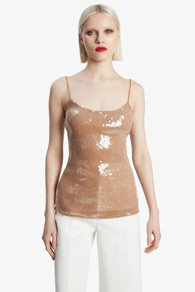 Women Bardot Party Tops Ramira Sequin Cami In Nude Nude Women Bardot Party Tops Ramira Sequin Cami In Nude Nude