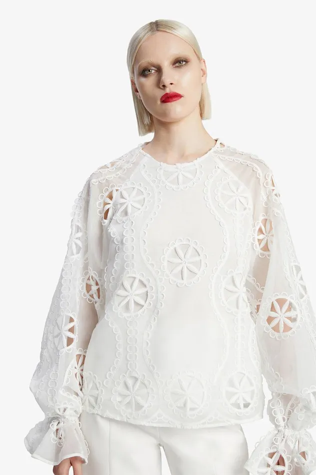 Women Bardot Party Tops Rosalee Lace Blouse In Orchid White Orchid White Women Bardot Party Tops Rosalee Lace Blouse In Orchid White Orchid White