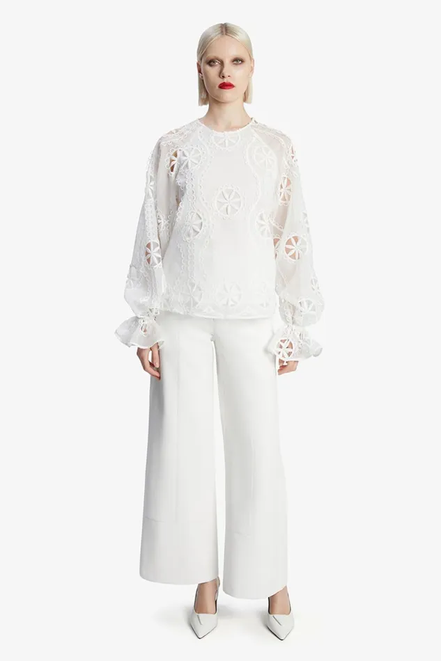 Women Bardot Party Tops Rosalee Lace Blouse In Orchid White Orchid White Women Bardot Party Tops Rosalee Lace Blouse In Orchid White Orchid White