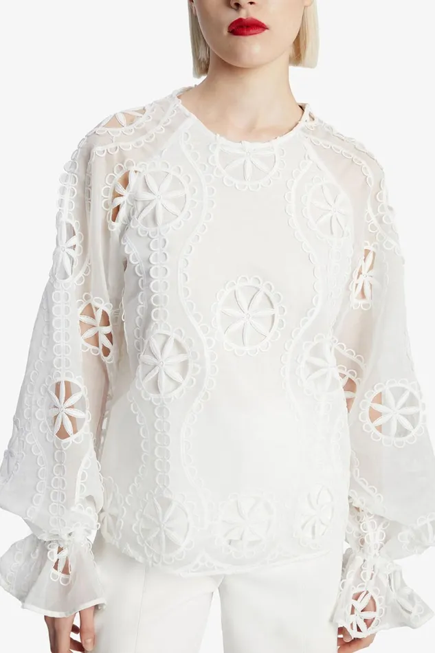 Women Bardot Party Tops Rosalee Lace Blouse In Orchid White Orchid White Women Bardot Party Tops Rosalee Lace Blouse In Orchid White Orchid White