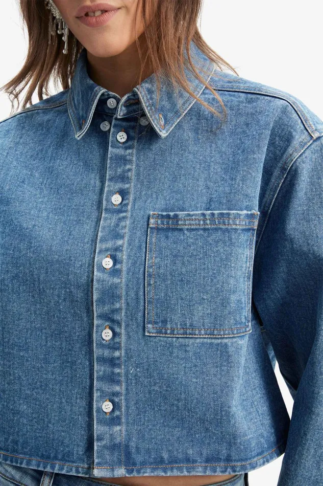 Women Bardot Shirts and Blouses Cairo Denim Shirt In Vintage Blue Vintage Blue Women Bardot Shirts and Blouses Cairo Denim Shirt In Vintage Blue Vintage Blue