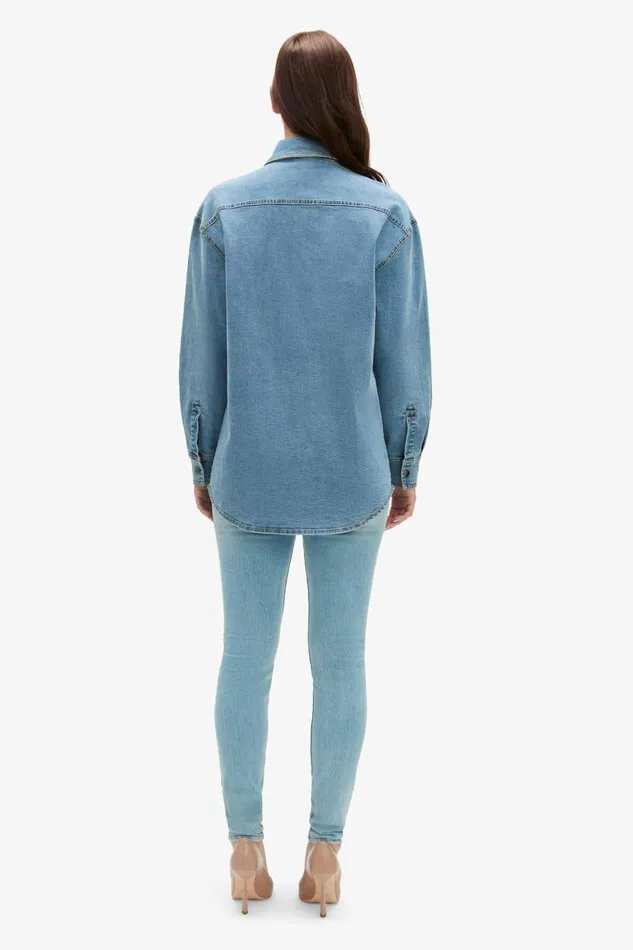 Women Bardot Shirts and Blouses Oversized Denim Shirt In Acid Acid Women Bardot Shirts and Blouses Oversized Denim Shirt In Acid Acid