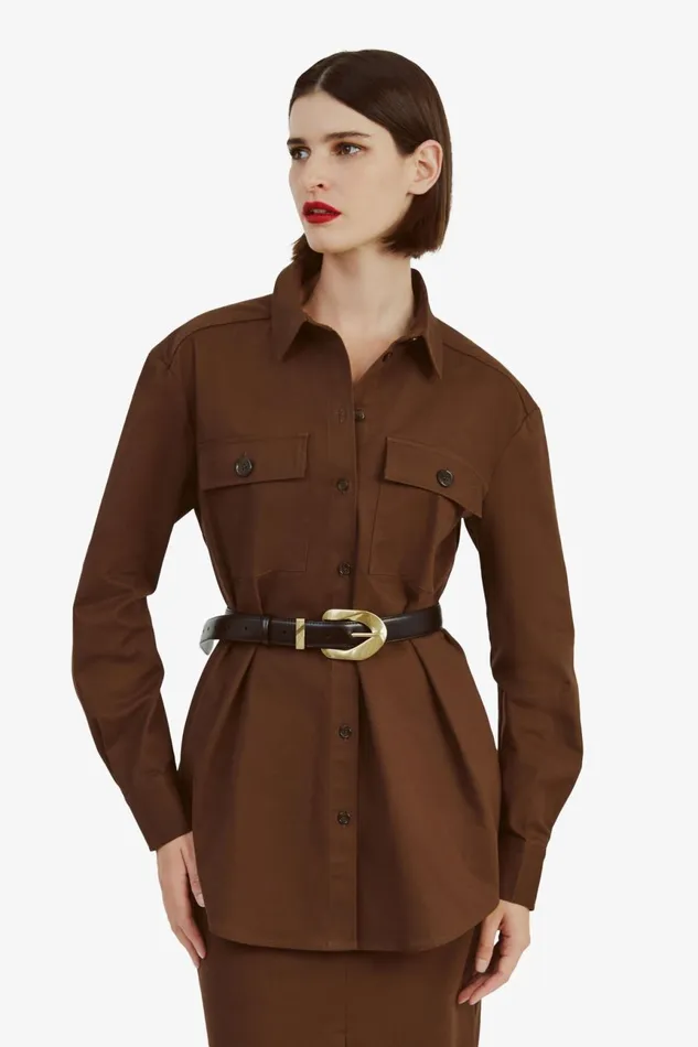 Women Bardot Shirts and Blouses Tybi Cotton Shirt In Chocolate Chocolate Women Bardot Shirts and Blouses Tybi Cotton Shirt In Chocolate Chocolate