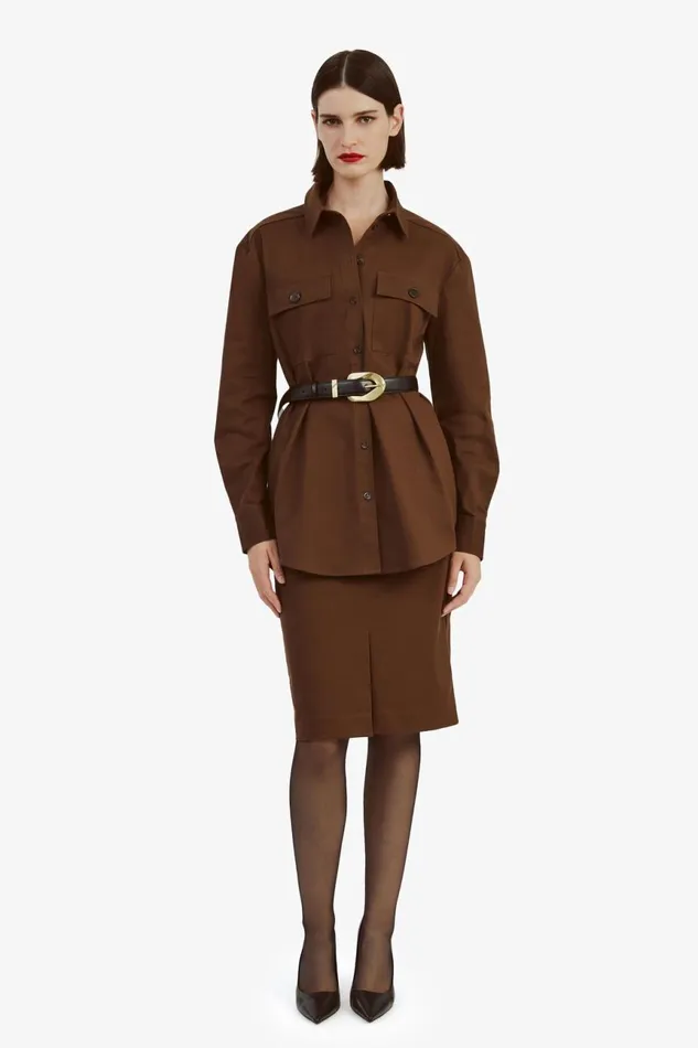 Women Bardot Shirts and Blouses Tybi Cotton Shirt In Chocolate Chocolate Women Bardot Shirts and Blouses Tybi Cotton Shirt In Chocolate Chocolate