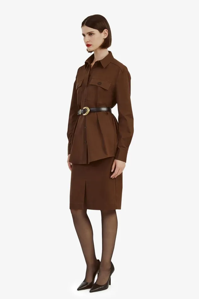 Women Bardot Shirts and Blouses Tybi Cotton Shirt In Chocolate Chocolate Women Bardot Shirts and Blouses Tybi Cotton Shirt In Chocolate Chocolate