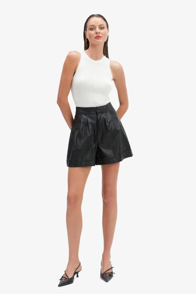 Women Bardot Shorts Leon Vegan Leather Short In Black Black Women Bardot Shorts Leon Vegan Leather Short In Black Black