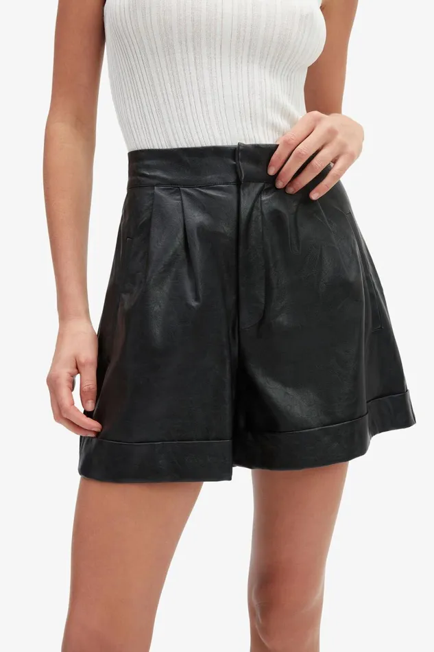 Women Bardot Shorts Leon Vegan Leather Short In Black Black Women Bardot Shorts Leon Vegan Leather Short In Black Black