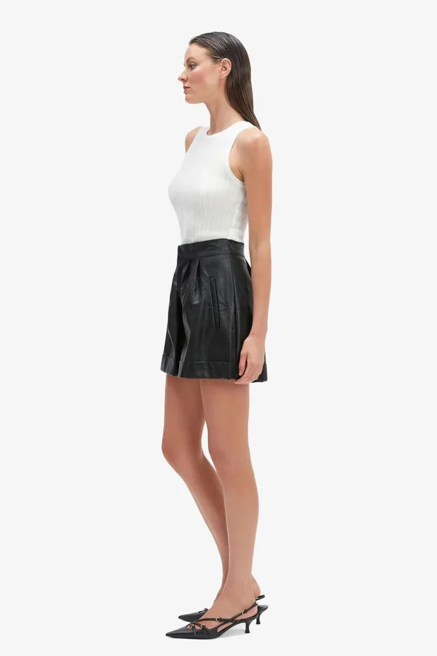 Women Bardot Shorts Leon Vegan Leather Short In Black Black Women Bardot Shorts Leon Vegan Leather Short In Black Black