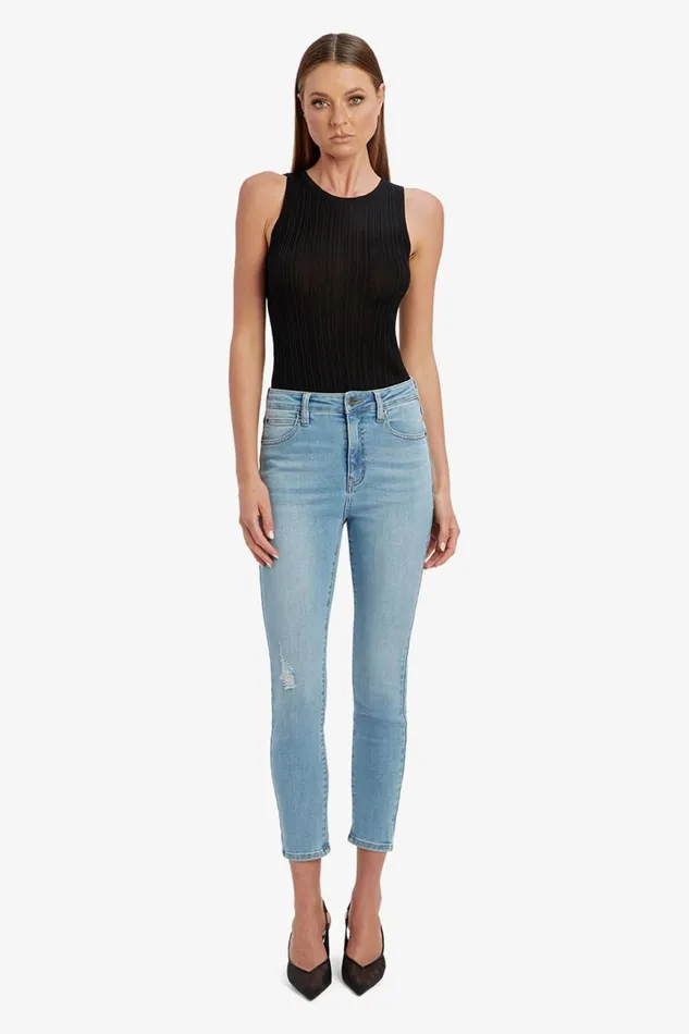 Women Bardot Skinny Jean Khloe Hi Crop Rip Jeans In Light Denim Light Denim Women Bardot Skinny Jean Khloe Hi Crop Rip Jeans In Light Denim Light Denim