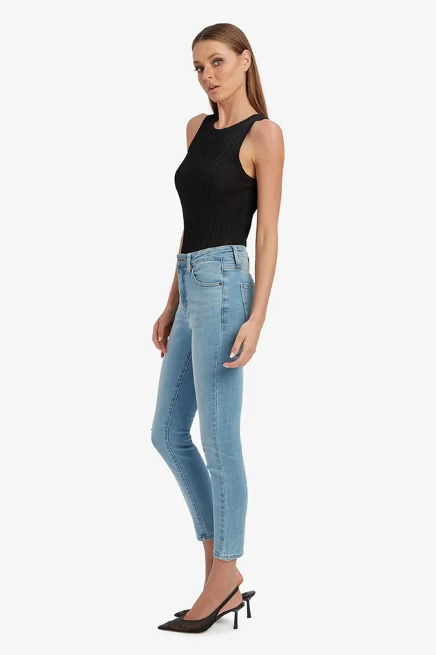 Women Bardot Skinny Jean Khloe Hi Crop Rip Jeans In Light Denim Light Denim Women Bardot Skinny Jean Khloe Hi Crop Rip Jeans In Light Denim Light Denim