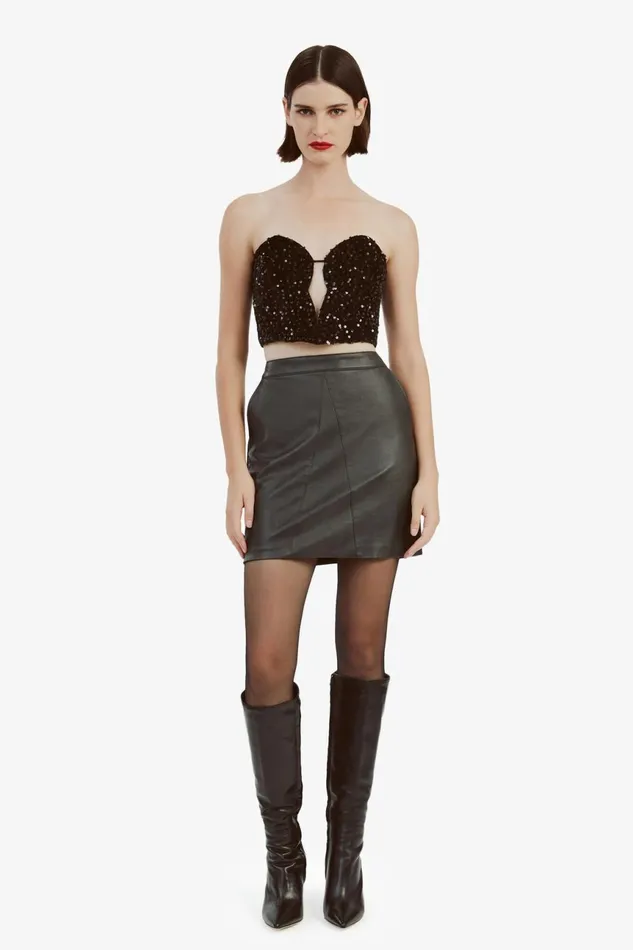Women Bardot Skirts Alexis Vegan Leather Skirt In Black Black Women Bardot Skirts Alexis Vegan Leather Skirt In Black Black