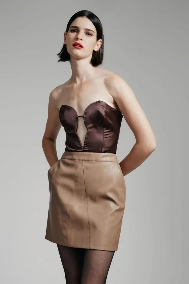 Women Bardot Skirts Alexis Vegan Leather Skirt In Camel Camel