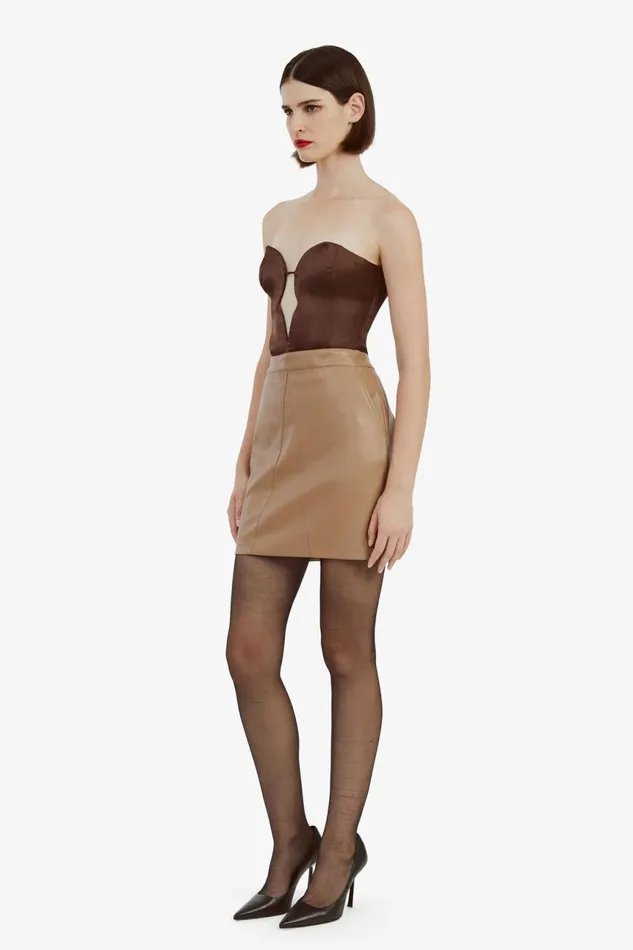 Women Bardot Skirts Alexis Vegan Leather Skirt In Camel Camel