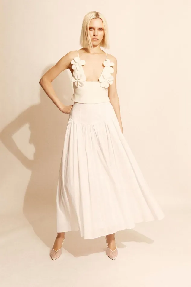 Women Bardot Skirts Amorette Maxi Cotton Skirt In Orchid White Orchid White