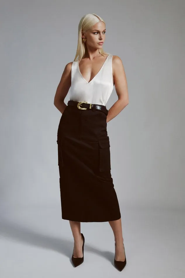 Women Bardot Skirts Arco Cargo Maxi Skirt In Black Black