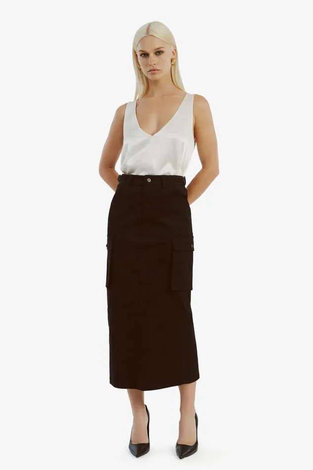 Women Bardot Skirts Arco Cargo Maxi Skirt In Black Black Women Bardot Skirts Arco Cargo Maxi Skirt In Black Black