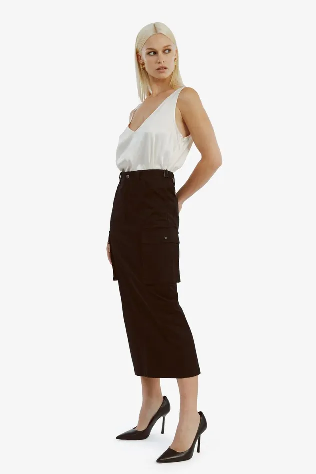 Women Bardot Skirts Arco Cargo Maxi Skirt In Black Black Women Bardot Skirts Arco Cargo Maxi Skirt In Black Black